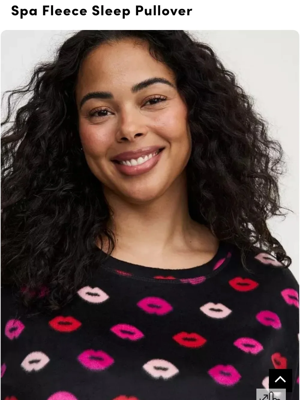 torrid Black Spa Fleece Pullover with Pink & Red Lip Print